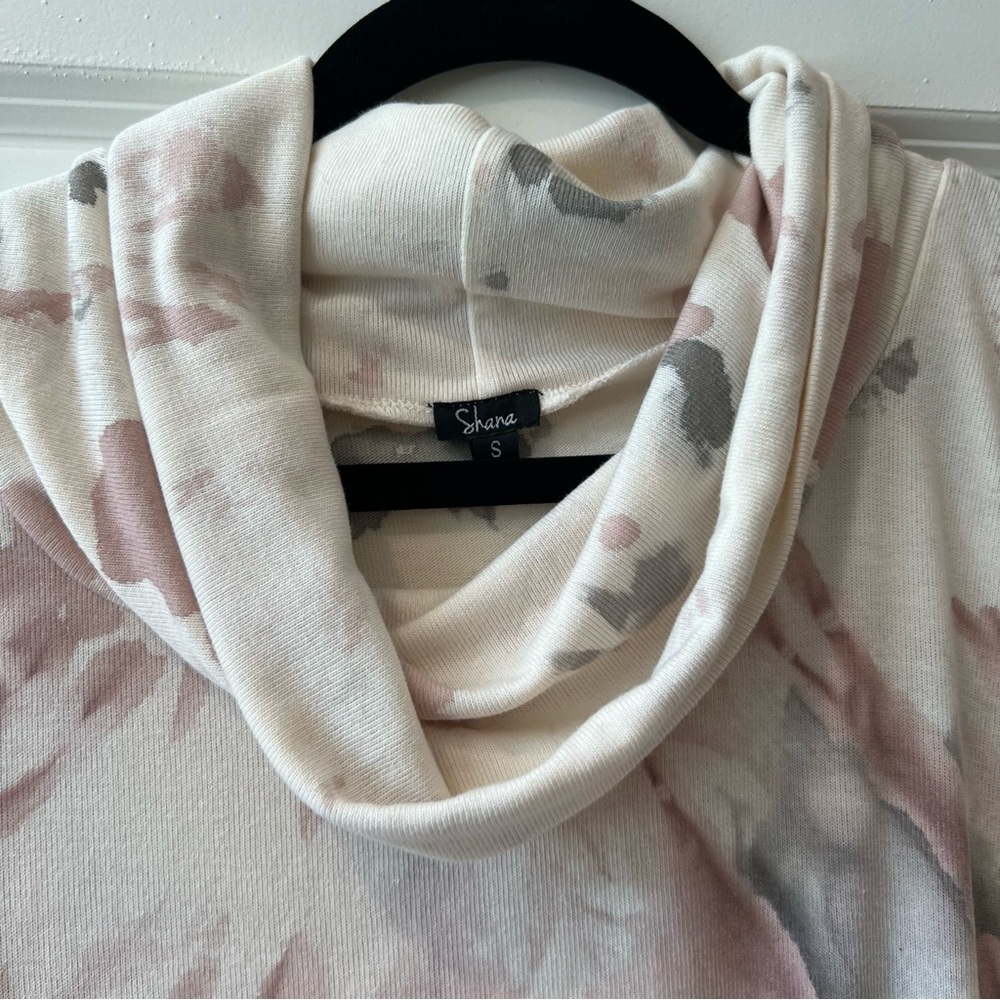 Shana Cowl Neck Top - Pink, Cream, Gray with Sequin Overlay - Size Small - NWOT